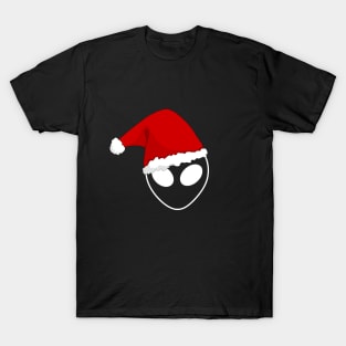 Alien Christmas, Sci Fi, Alien Head, Santa Hat, UFO, Roswell, Martian, Little Green Men, Extraterrestrial, Christmas Space T-Shirt